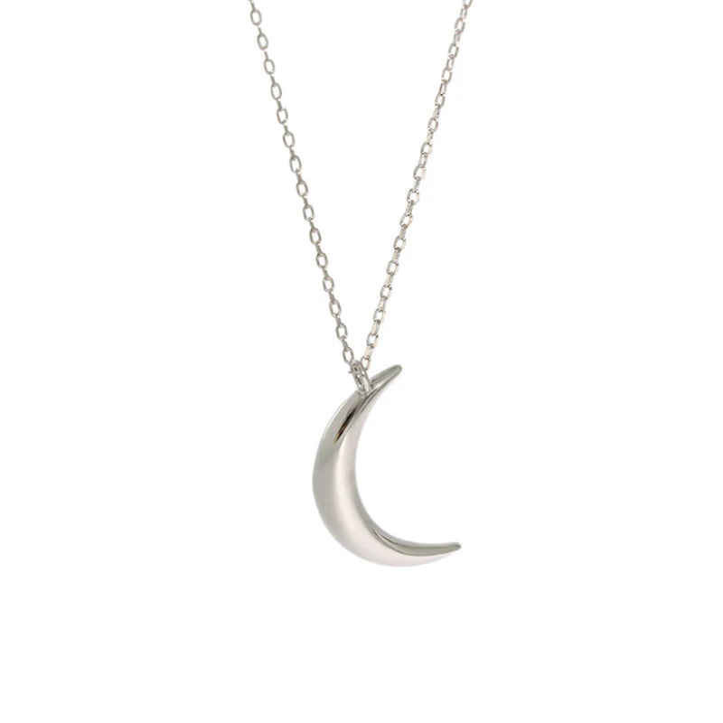 INS Moon S925 Sterling Silver Necklace Crescent Pendants for Women