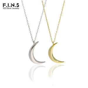 INS Moon S925 Sterling Silver Necklace Crescent Pendants for Women