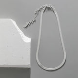 S925 Silver Flat Snake Chain Necklace Stackable Neck Jewelry