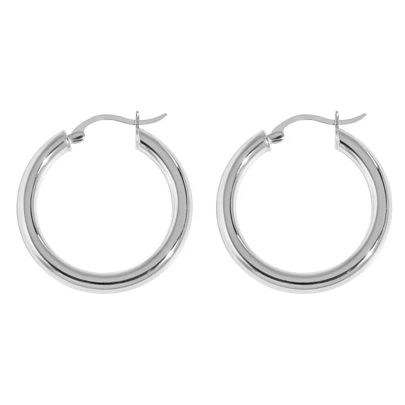 Minimalist Geometric 30MM 925 Silver Hoops for Women