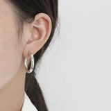 Minimalist Geometric 30MM 925 Silver Hoops for Women