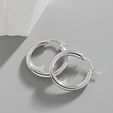 Minimalist Geometric 30MM 925 Silver Hoops for Women