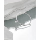 Geometric Small Bead S925 Sterling Silver Thin Line Ring Stackable