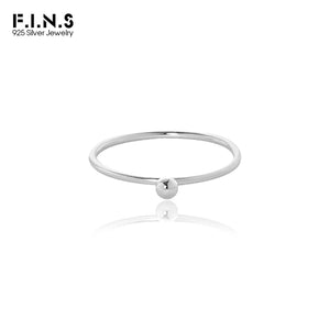 Geometric Small Bead S925 Sterling Silver Thin Line Ring Stackable