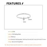 Geometric Small Bead S925 Sterling Silver Thin Line Ring Stackable