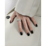 Geometric Small Bead S925 Sterling Silver Thin Line Ring Stackable