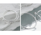 Geometric Small Bead S925 Sterling Silver Thin Line Ring Stackable