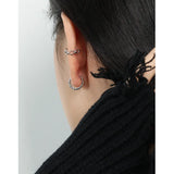 F.I.N.S Geometric Small Circular Twist Silver Hoop Earrings