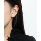 F.I.N.S Geometric Small Circular Twist Silver Hoop Earrings
