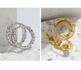 F.I.N.S Geometric Small Circular Twist Silver Hoop Earrings