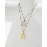 Geometric Texture S925 Silver Necklace Square Pendants