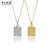 Geometric Texture S925 Silver Necklace Square Pendants