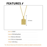Geometric Texture S925 Silver Necklace Square Pendants