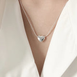 F.I.N.S Heart-Shaped 100% S925 Silver Necklace Love Heart Pendant Chain Jewelry