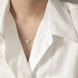 F.I.N.S Heart-Shaped 100% S925 Silver Necklace Love Heart Pendant Chain Jewelry