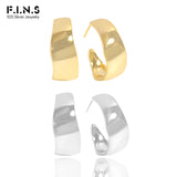 Irregular Arc S925 Silver Hoop Earrings Smooth C-Shape Piercing Jewelry