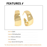 Irregular Arc S925 Silver Hoop Earrings Smooth C-Shape Piercing Jewelry
