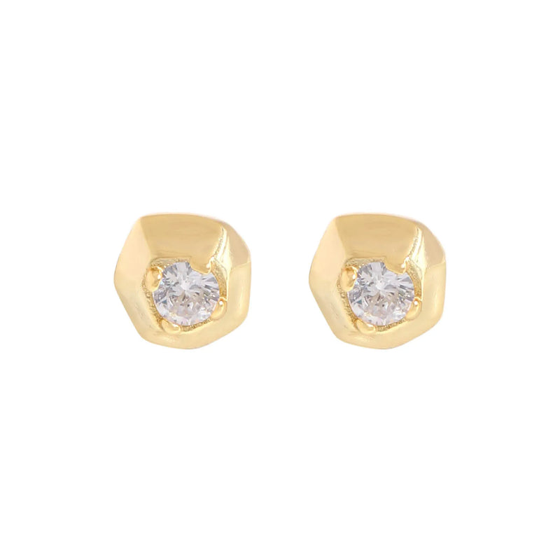 Irregular Zircon S925 Silver Stud Earrings Geometric Piercing