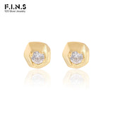 Irregular Zircon S925 Silver Stud Earrings Geometric Piercing