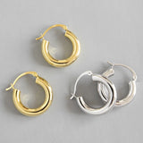 S925 Silver Circle Tube Earrings Women Hoop Earrings