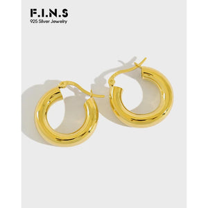 S925 Silver Circle Tube Earrings Women Hoop Earrings