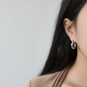 S925 Silver Circle Tube Earrings Women Hoop Earrings
