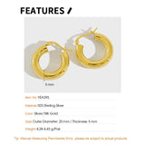 S925 Silver Circle Tube Earrings Women Hoop Earrings