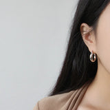S925 Silver Circle Tube Earrings Women Hoop Earrings