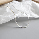 Minimalist Oval Beads Texture S925 Silver Anklet for Women