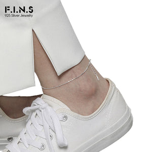 Minimalist Oval Beads Texture S925 Silver Anklet for Women