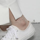 Minimalist Oval Beads Texture S925 Silver Anklet for Women