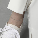 Minimalist Oval Beads Texture S925 Silver Anklet for Women