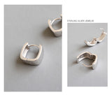 F.I.N.S Minimalist S925 Wide Square Earring Hoops Geometric Small Earlobe Buckle