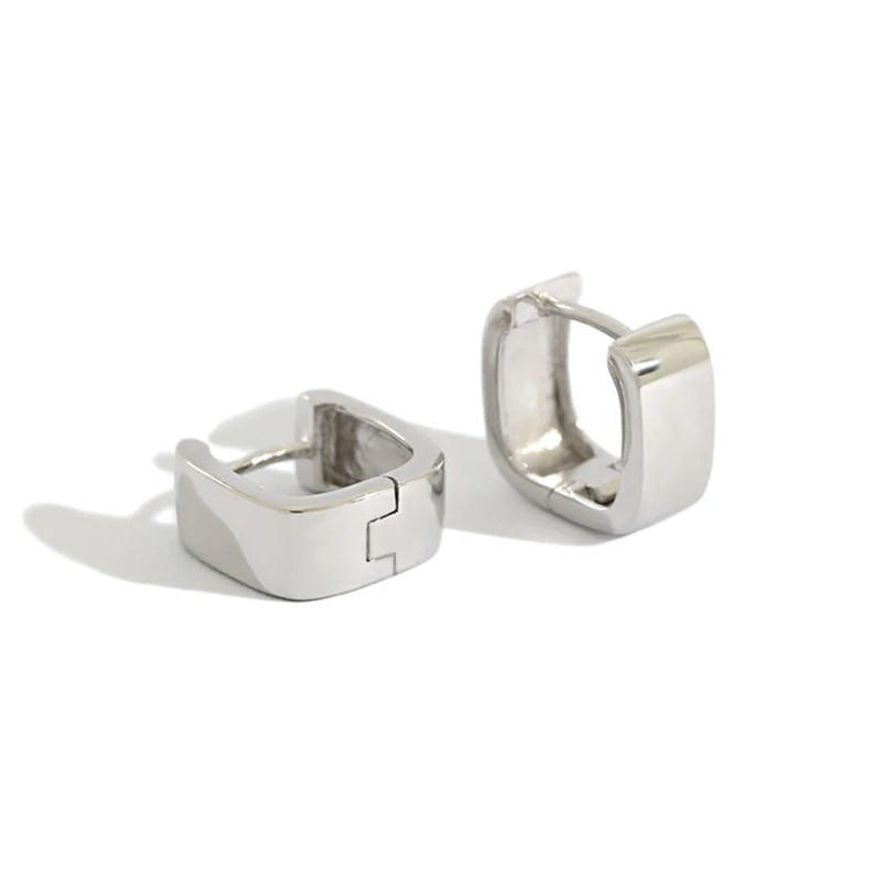 F.I.N.S Minimalist S925 Wide Square Earring Hoops Geometric Small Earlobe Buckle