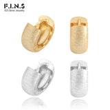 Minimalist S925 Silver Small Hoop Earrings Brushed Surface Piercing Ear Jewelry