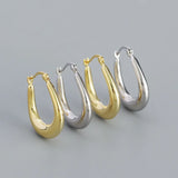 Minimalist U-Shaped 925 Sterling Silver Hoop Earrings