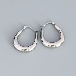 Minimalist U-Shaped 925 Sterling Silver Hoop Earrings