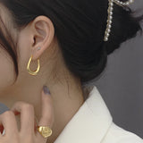 Minimalist U-Shaped 925 Sterling Silver Hoop Earrings