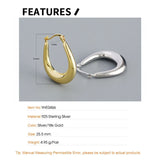 Minimalist U-Shaped 925 Sterling Silver Hoop Earrings