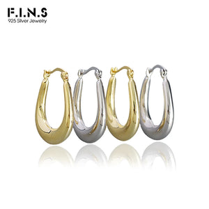 Minimalist U-Shaped 925 Sterling Silver Hoop Earrings