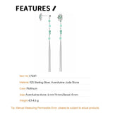 F.I.N.S Green Aventurine Jade Tassel Chain Earrings 100% S925 Sterling Silver