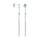 F.I.N.S Green Aventurine Jade Tassel Chain Earrings 100% S925 Sterling Silver