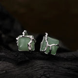 S925 Sterling Silver Green Aventurine Stud Earrings