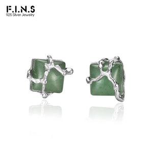 S925 Sterling Silver Green Aventurine Stud Earrings
