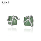 S925 Sterling Silver Green Aventurine Stud Earrings