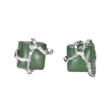S925 Sterling Silver Green Aventurine Stud Earrings