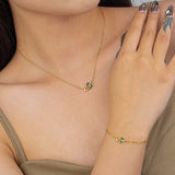 925 Sterling Silver Abalone Shell Double Circle Bracelet