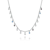925 Sterling Silver Colored CZ Small Round Zircon Necklace