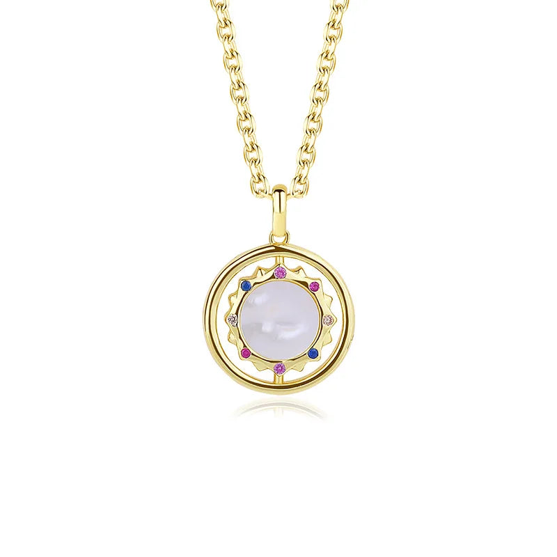 F.I.N.S 925 Silver Sun Necklace Shell Pendant Chain Jewelry