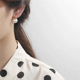 F.I.N.S 925 Silver Round Bead Pearl Hoops Earrings